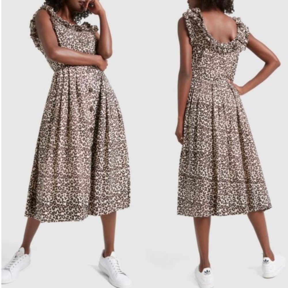 SEA NEW YORK Lottie Leopard Button Front Dress K26